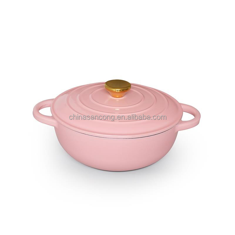 批发圆形厨房搪瓷锅砂锅铸铁荷兰烤箱搪瓷带盖Dia24 * H9cm 2.9L
