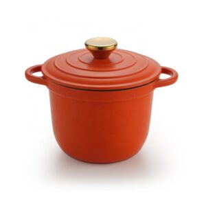 现代设计2.5升3.4千克铸铁搪瓷砂锅炊具不粘涂层深圆形荷兰烤箱金属盖户外烹饪
