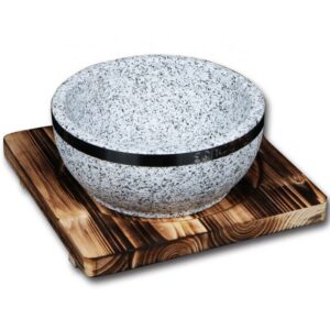 批发现代设计耐用天然绿色烹饪花岗岩石拌饭饭汤碗锅韩国料理派对
